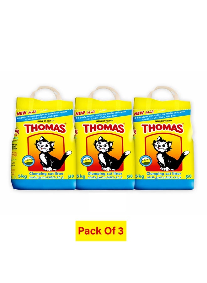 توماس رمل قطط متكتل - 5 كجم (عبوة من 3 قطع) - Image 1